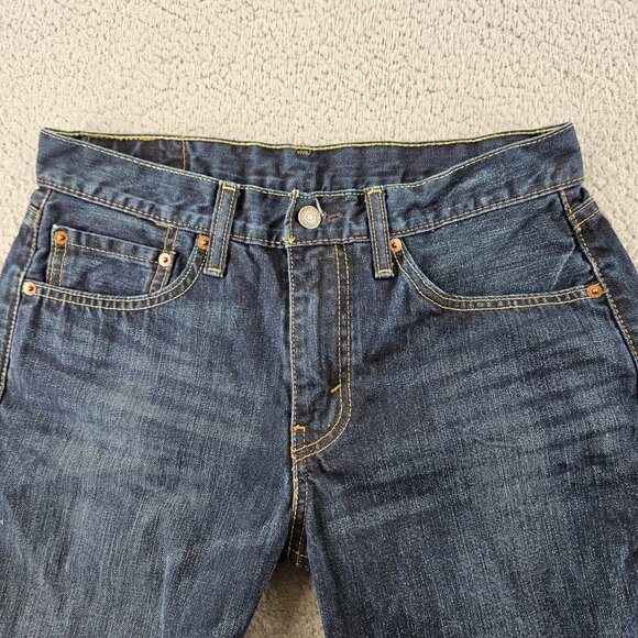 Sold Levis 511 Jeans Mens 32x34 Dark Blue Denim Slim Fit Straight Leg - Picture 2 of 16